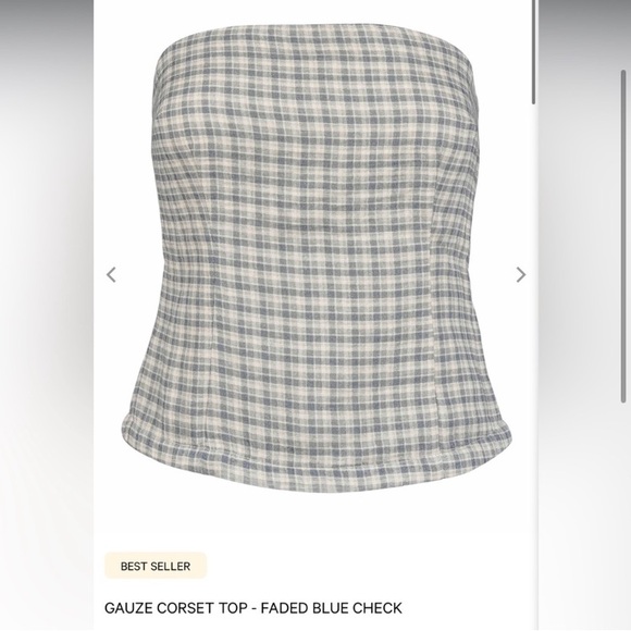 My Mum Made It GAUZE CORSET TOP - FADED BLUE CHECK Size Medium NWT - Picture 1 of 7